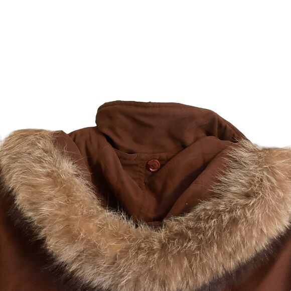 Larry Levine Women's Sz S Removable Raccoon Fur Hood Winter Parka Anorak - Picture 11 of 14